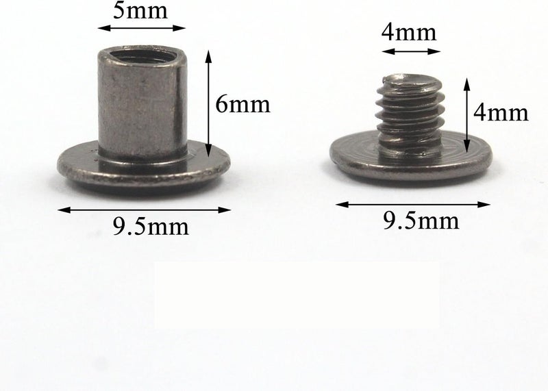 ALLOYPRO Gun Metal Chicago Binding Screws Assorted Kit Nail Rivet Chicago Button DIY Leather Decoration Bookbinding Round Flat Head Stud Screw (Gun Metal 3/16"x1/4"-50 Sets) - Image 2